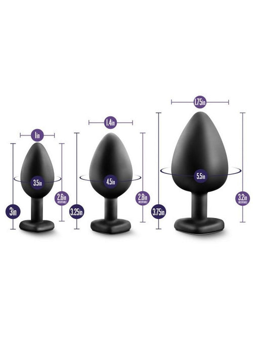 Load image 1 in gallery view. Luxe Bling Butt Plugs Silicone Training Kit with White Gems (3 Size Kit Luxe