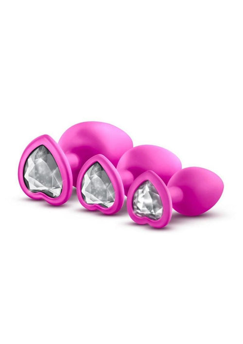 Load image 1 in gallery view. Luxe Bling Plugs Silicone Training Kit with White Gems (3 Size Kit - Pink