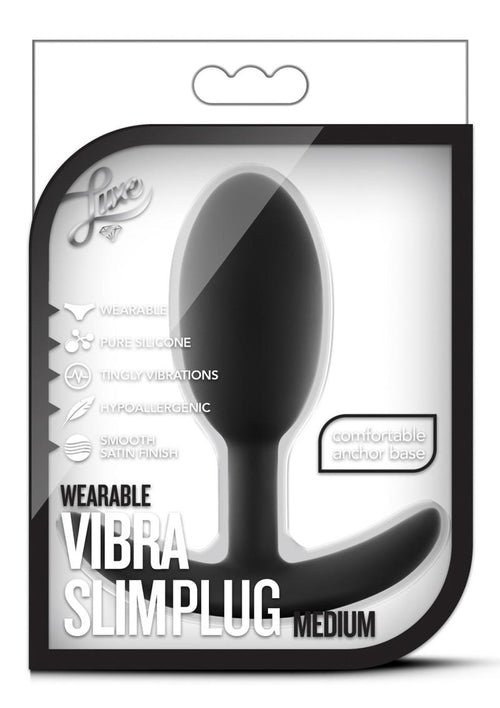 Load image 1 in gallery view. Luxe Wearable Vibra Slim Plug Silicone Butt Plug - Black - Medium