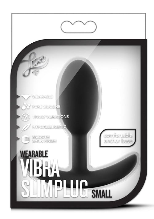 Load image 1 in gallery view. Luxe Wearable Vibra Slim Plug Silicone Butt Plug - Black - Small