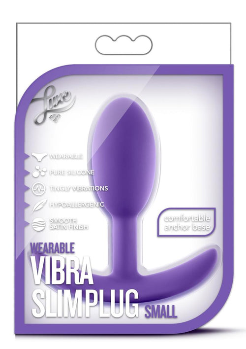 Load image 1 in gallery view. Luxe Wearable Vibra Slim Plug Silicone Butt Plug - Purple - Small
