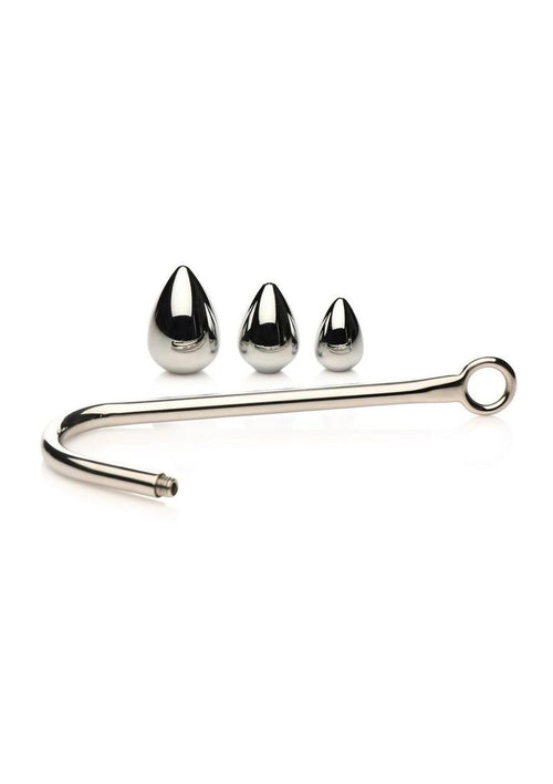Load image 1 in gallery view. Master Series Anal Hook Trainer with 3 Plugs - Stainless - Silver/Steel