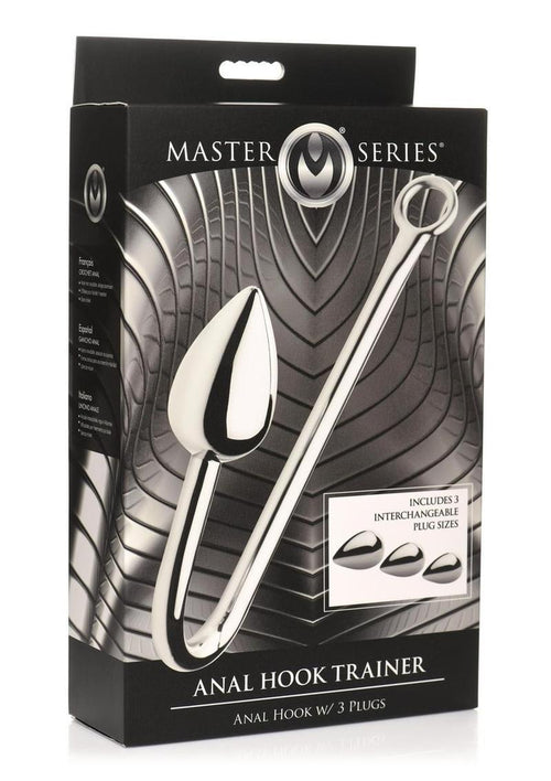Load image 1 in gallery view. Master Series Anal Hook Trainer with 3 Plugs - Stainless - Silver/Steel