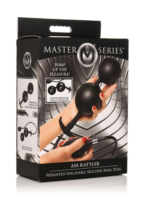 Load image 1 in gallery view. Master Series Ass Rattler Weighted Inflatable Silicone Anal Plug - Black