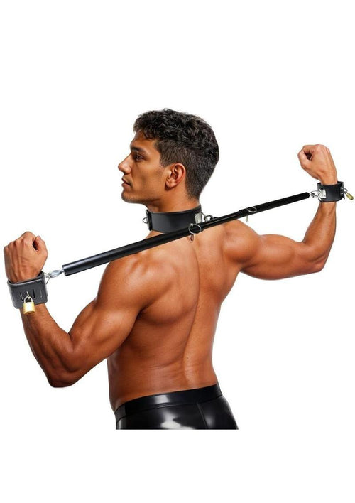 Load image 1 in gallery view. Master Series Dominion Bar Stainless Steele Spreader Bar with Collar and Restraints