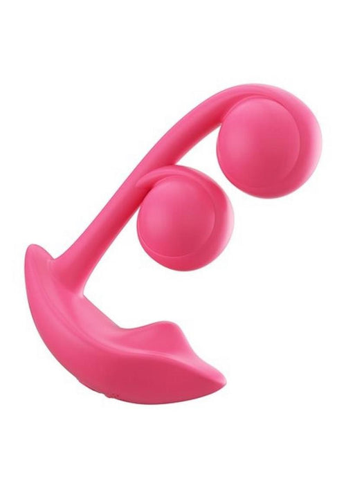 Load image 1 in gallery view. Melody Pressure Sensing App-Controlled Rechargeable Silicone Twin Balls Clit and G-Spot Vibrator - Red