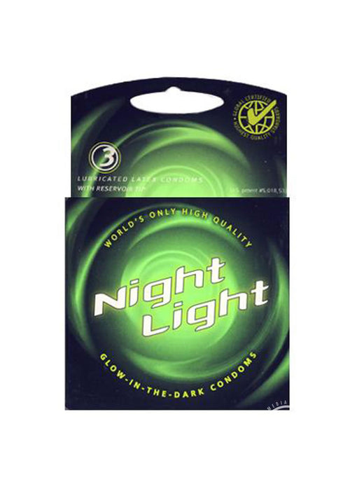 Load image 1 in gallery view. Night Light Glow In The Dark Condoms Lubricated - Glow In The Dark/Green - 3 Pack