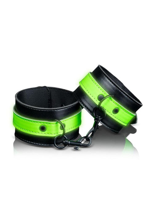 Load image 1 in gallery view. Ouch Ankle Cuffs - Black/Glow In The Dark/Green