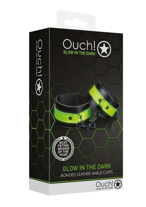 Load image 1 in gallery view. Ouch Ankle Cuffs - Black/Glow In The Dark/Green