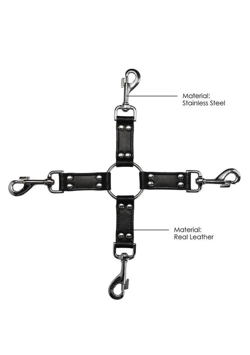 Load image 1 in gallery view. Ouch! Pain 4-Way Leather Hogtie Cross - Black