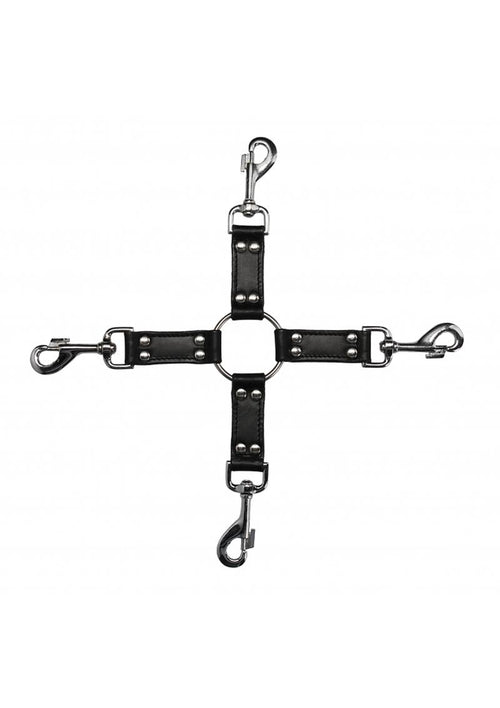 Load image 1 in gallery view. Ouch! Pain 4-Way Leather Hogtie Cross - Black