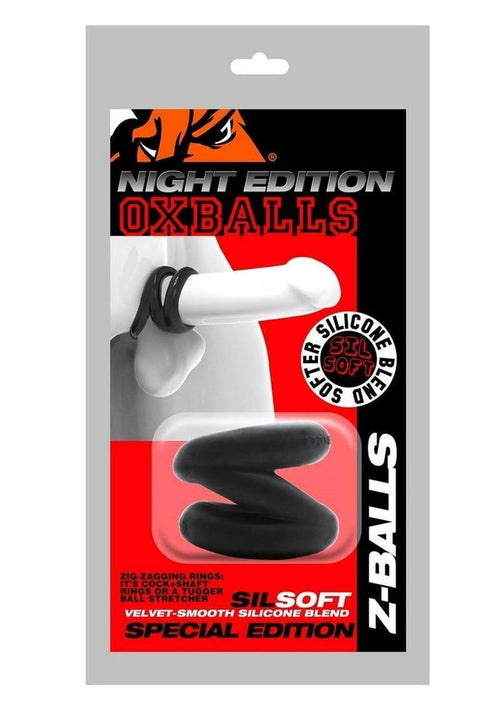 Load image 1 in gallery view. Oxballs Atomic Jock Z-Balls Cock Ring and Ball Stretcher Night Edition - Black