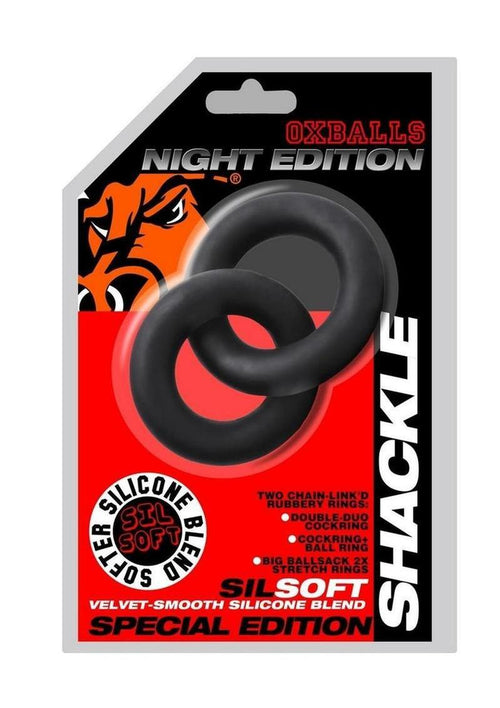 Load image 1 in gallery view. Oxballs Shackle Chained Linked Cock N Ball Rings Night Edition - Black