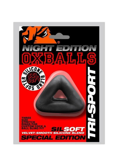Load image 1 in gallery view. Oxballs Tri-Sport 3 Ring 3 Sized Cock Sling Night Edition - Black