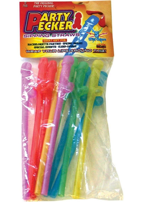 Load image 1 in gallery view. Party Pecker Sipping Straws - Assorted Colors - 10 Per Pack