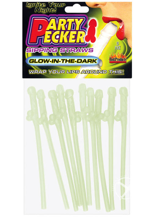 Load image 1 in gallery view. Party Pecker Sipping Straws - Glow In The Dark - 10 Per Pack