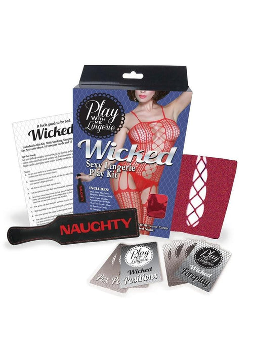 Load image 1 in gallery view. Play with Me Lingerie Wicked Sexy Lingerie Play Kit - Purple/Red