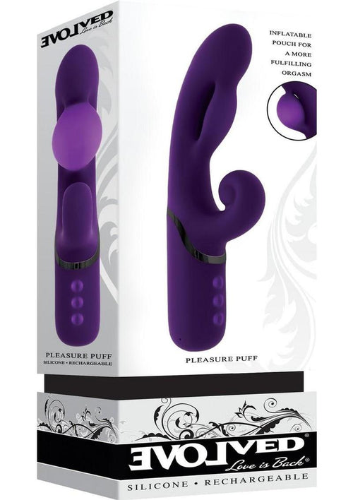 Load image 1 in gallery view. Pleasure Puff Rechargeable Silicone Expandable Rabbit Vibrator - Purple