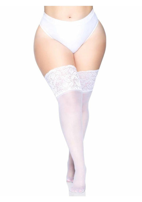 Load image 1 in gallery view. Plus Size Lycra Sheer Stay Up Thigh High with 5in Silicone Lace Top - Its Cassidy Bybee