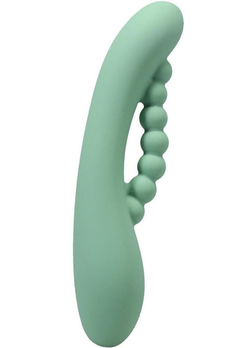 Load image 1 in gallery view. Polynesian Pleasures Into The C Kakui Me Rechargeable Silicone Vibrator with Clitoral Stimulator - Green