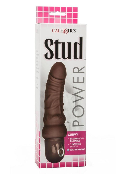 Load image 1 in gallery view. Power Stud Curvy Vibrating Dildo - Chocolate