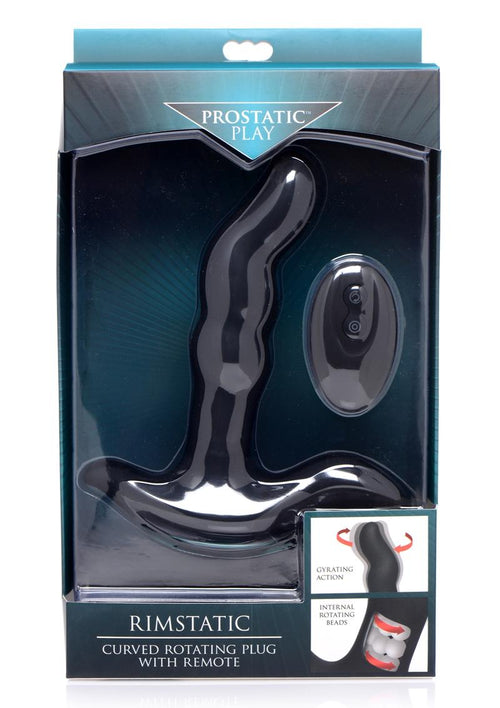 Load image 1 in gallery view. Prostatic Play Curved Rotating Silicone Prostate Plug with Remote - Black