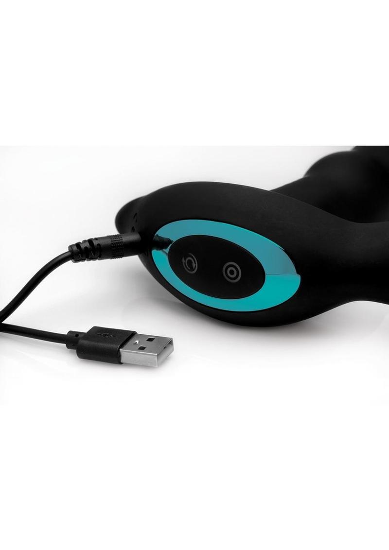 Prostatic Play Curved Rotating Silicone Prostate Plug with Remote Prostatic Play