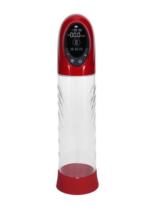 Load image 1 in gallery view. Pumped Cyberpulse 13 Function Automatic Rechargeable Penis Pump - Metallic - Red