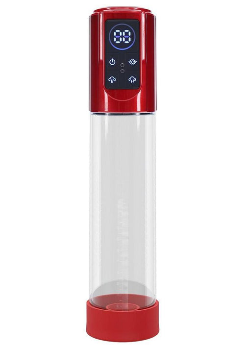 Load image 1 in gallery view. Pumped Megalift 6 Function Automatic Rechargeable Penis Pump - Metallic - Red