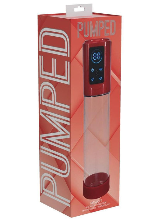 Load image 1 in gallery view. Pumped Megalift 6 Function Automatic Rechargeable Penis Pump - Metallic - Red