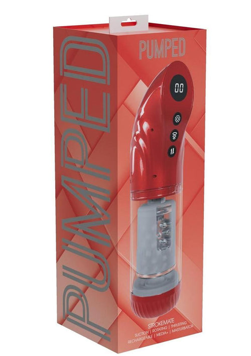 Load image 1 in gallery view. Pumped Strokemate Multi-Function Rechargeable Masturbator - Metallic - Red