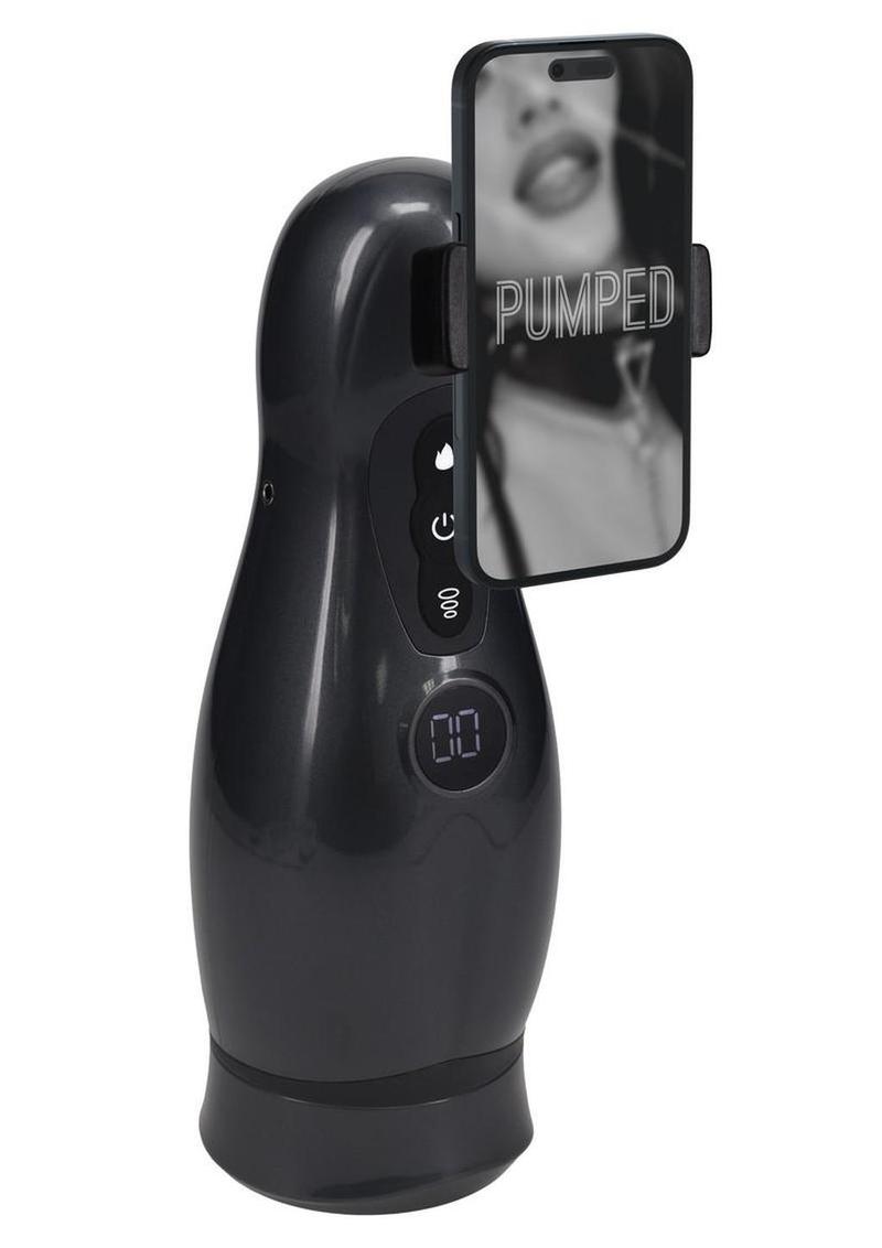Pumped Virtuo masturbator with phone attachment in gun metal grey
