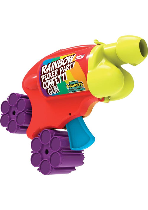 Load image 1 in gallery view. Rainbow Pecker Confetti Gun with 2 Multicolor Confetti Cartridges - Multicolor