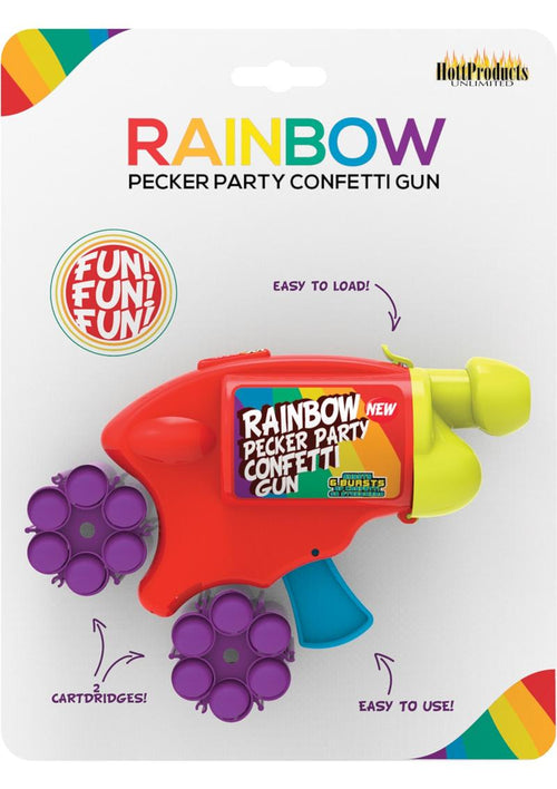 Load image 1 in gallery view. Rainbow Pecker Confetti Gun with 2 Multicolor Confetti Cartridges - Multicolor