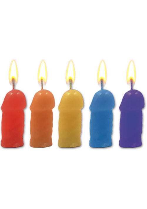 Load image 1 in gallery view. Rainbow Pecker Party Candles - Assorted Colors - 5 Each Per Pack