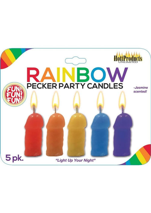 Load image 1 in gallery view. Rainbow Pecker Party Candles - Assorted Colors - 5 Each Per Pack