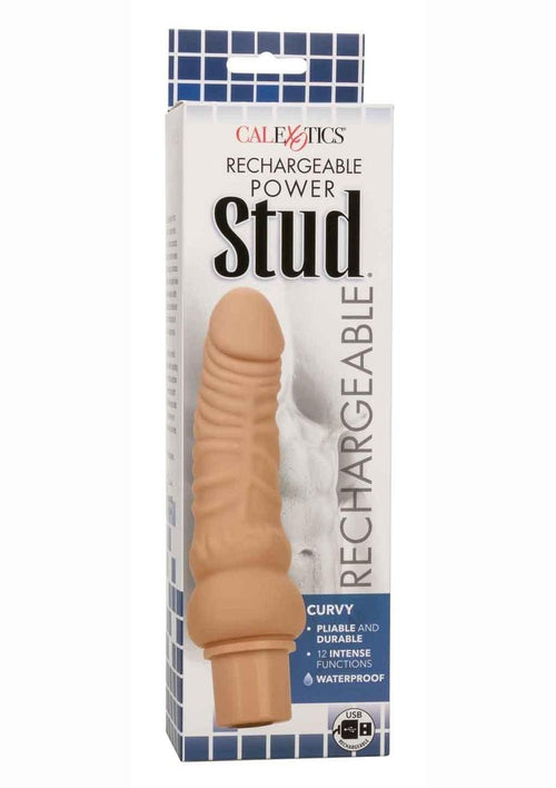 Load image 1 in gallery view. Rechargeable Power Stud Curvy Silicone Vibrating Dong - Vanilla