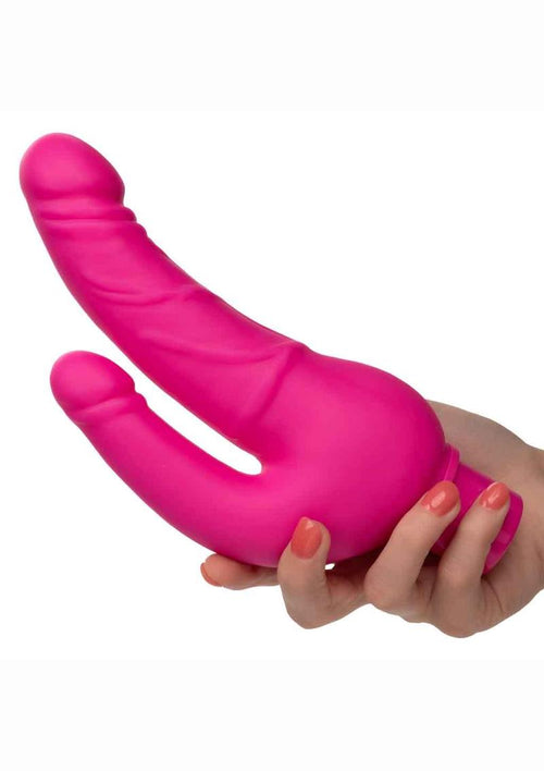 Load image 1 in gallery view. Rechargeable Power Stud Over and Under Silicone Vibrating Double Dong Studs