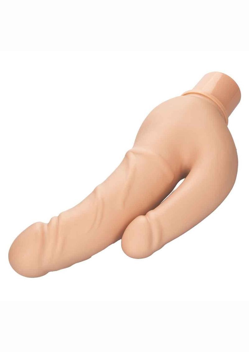 Rechargeable Power Stud Over and Under Silicone Vibrating Double Dong Studs