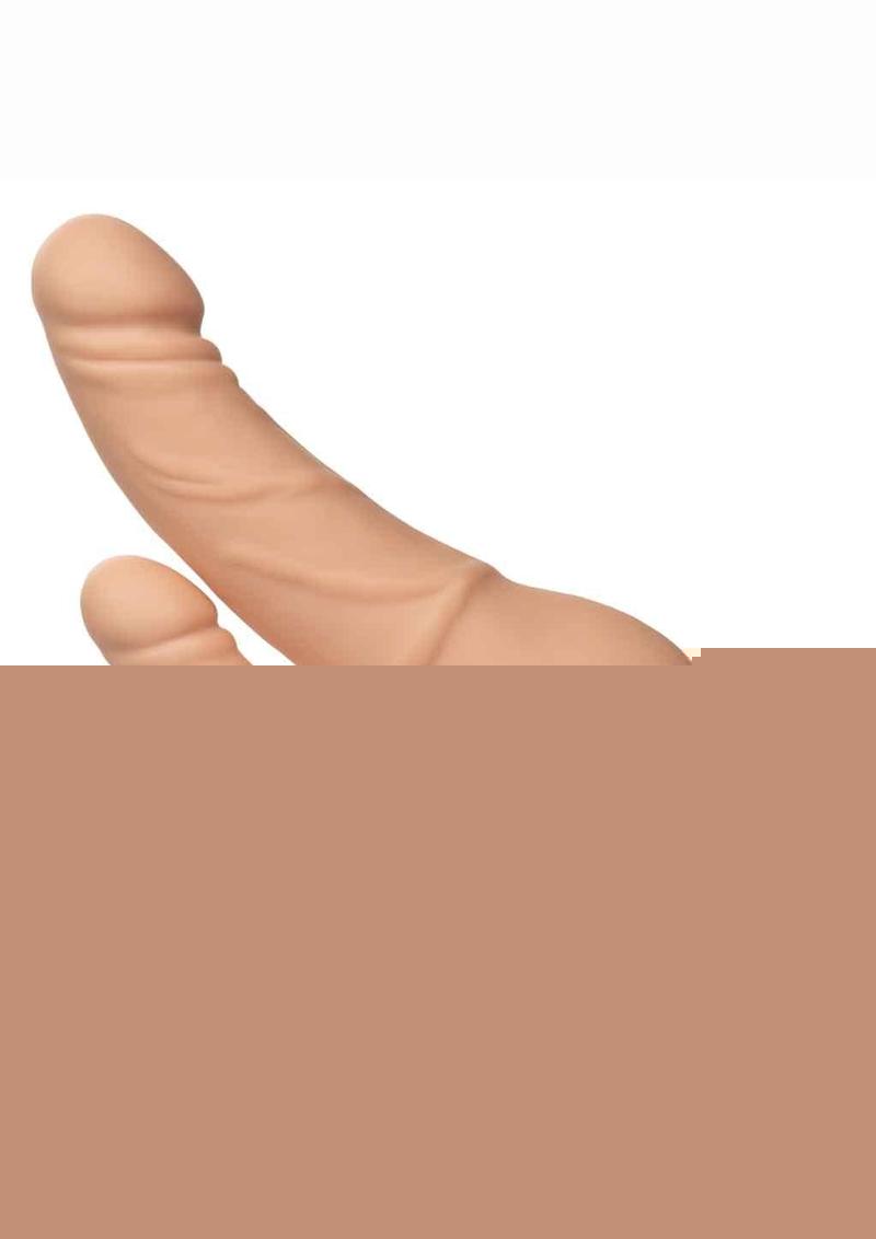 Rechargeable Power Stud Over and Under Silicone Vibrating Double Dong Studs