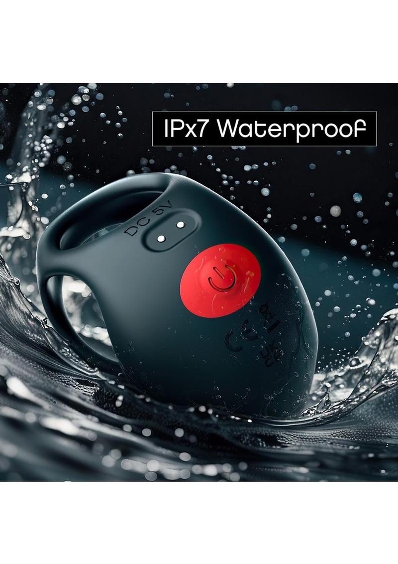 Red Dot Silicone Rechargeable Vibrating Cock Ring with Controller V3 Red Dot