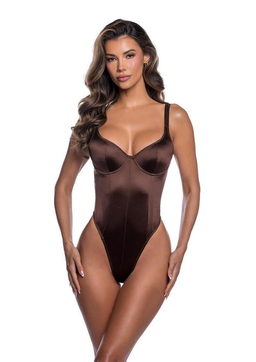 Load image 1 in gallery view. Playboy Midnight Essentials Bodysuit - Brown - XLarge