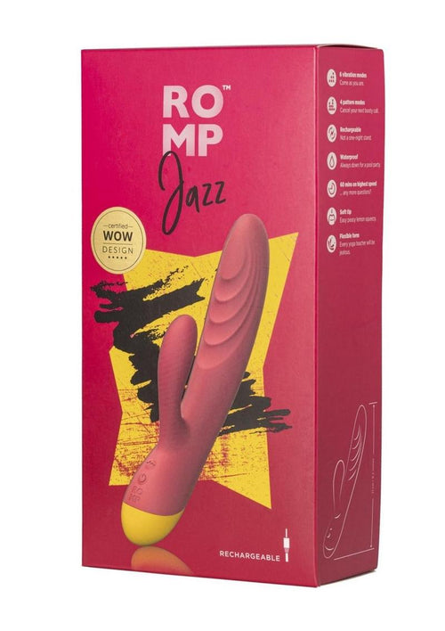 Load image 1 in gallery view. Romp Jazz Rechargeable Silicone Rabbit Vibrator - Red