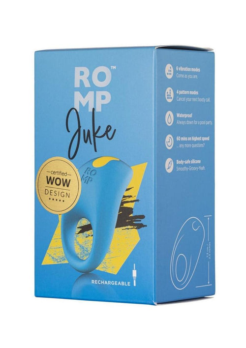 Load image 1 in gallery view. Romp Juke Rechargeable Silicone Cock Ring - Blue