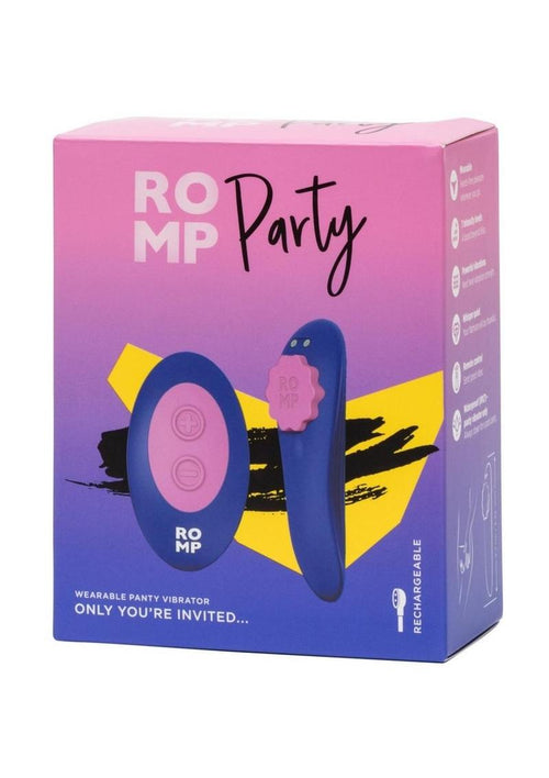 Load image 1 in gallery view. Romp Party Rechargeable Silicone Clitoral Vibrator with Remote - Blue/Pink