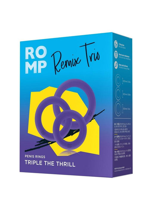 Load image 1 in gallery view. Romp Remix Trio Silicone Cock Rings - Purple - 3 Piece