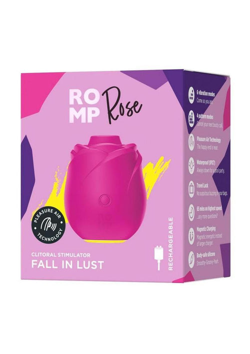 Load image 1 in gallery view. Romp Rose 2.0 Rechargeable Silicone Air Clitoral Stimulator - Pink/Yellow