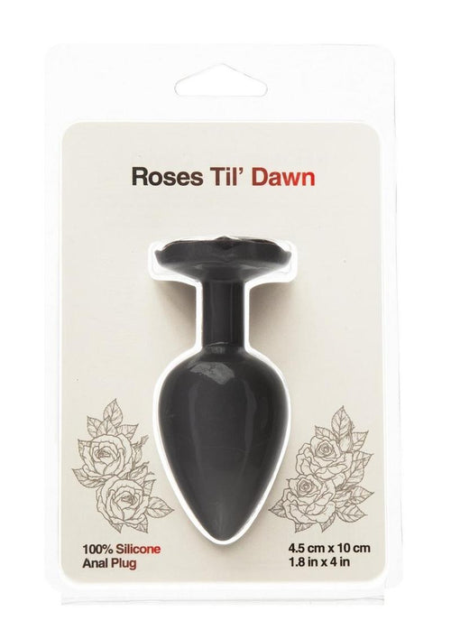 Load image 1 in gallery view. Roses Til Dawn Silicone Butt Plug - Black - Large