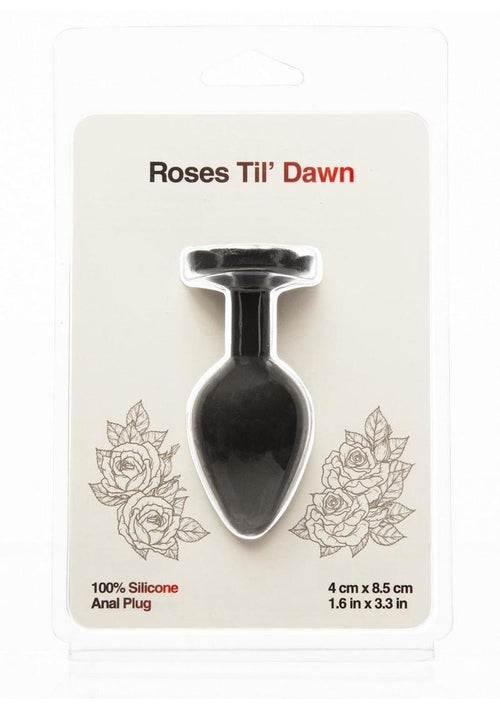 Load image 1 in gallery view. Roses Til Dawn Silicone Butt Plug - Black - Medium