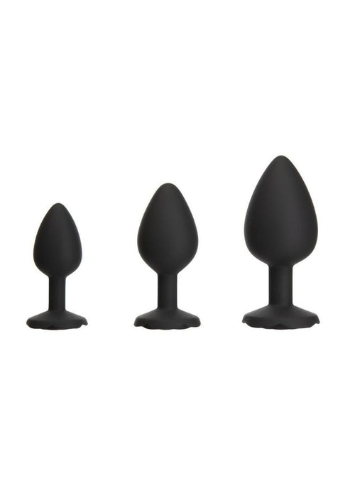 Load image 1 in gallery view. Roses Til Dawn Silicone Butt Plug - Black - 3 Piece/Set